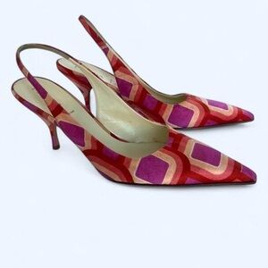 Vintage Prada sling back kitten heels